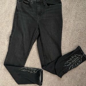 Levi's Black Skinny Jeans with Flame Studded Detail